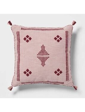 Threshold NWOT Cactus Silk Woven Square Diamond Decorative Pillow Mauve